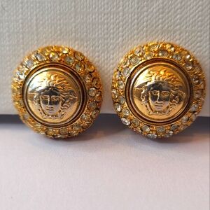 Versace Medusa Gold Plated Clip On Earrings